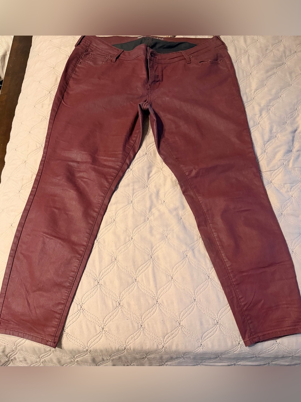 Vintage Burgundy Leather-Look pants